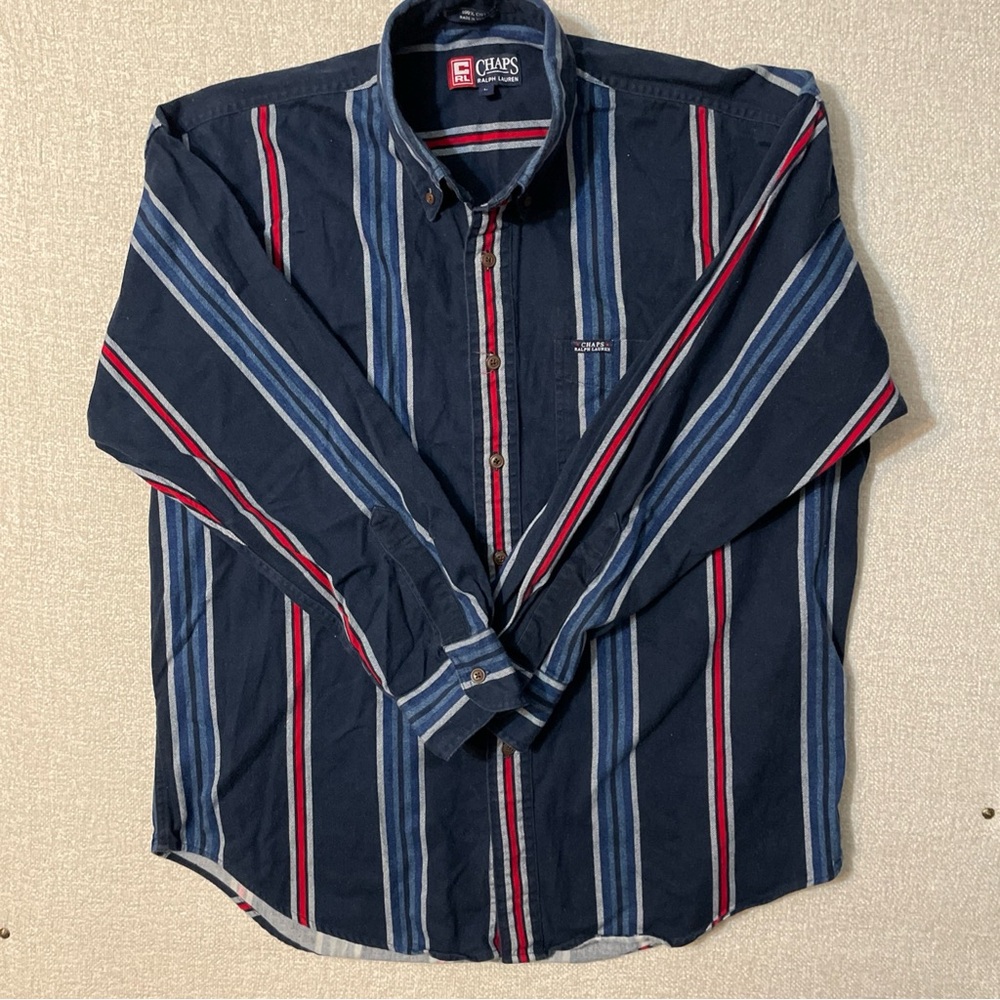 Chaps Vintage Men's Navy Striped Shirt